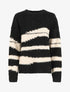 Pull duveteux à motif rayures - Noir - 1