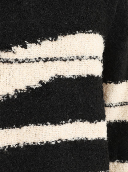 Pull duveteux à motif rayures - Noir - 3
