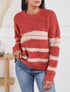 Pull duveteux à motif rayures - Rouge - 1