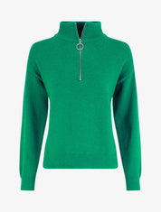 Pull uni à col montant zippé - Vert - 5
