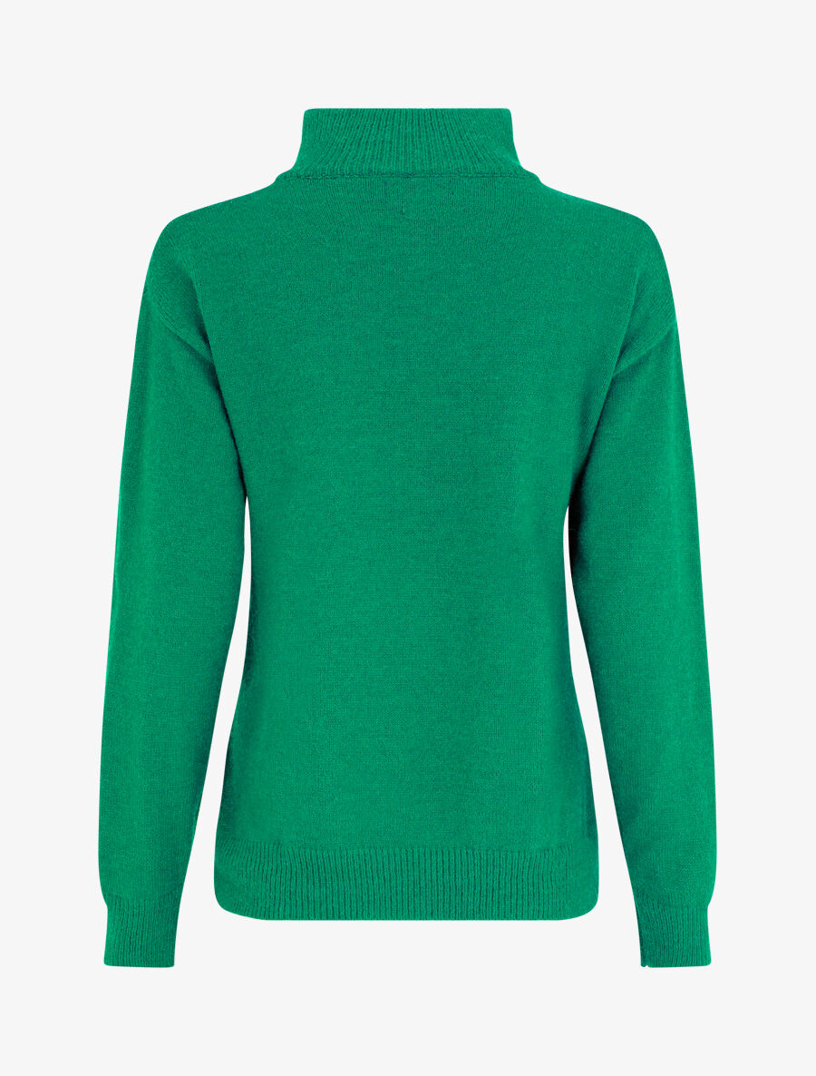Pull uni à col montant zippé - Vert - 2