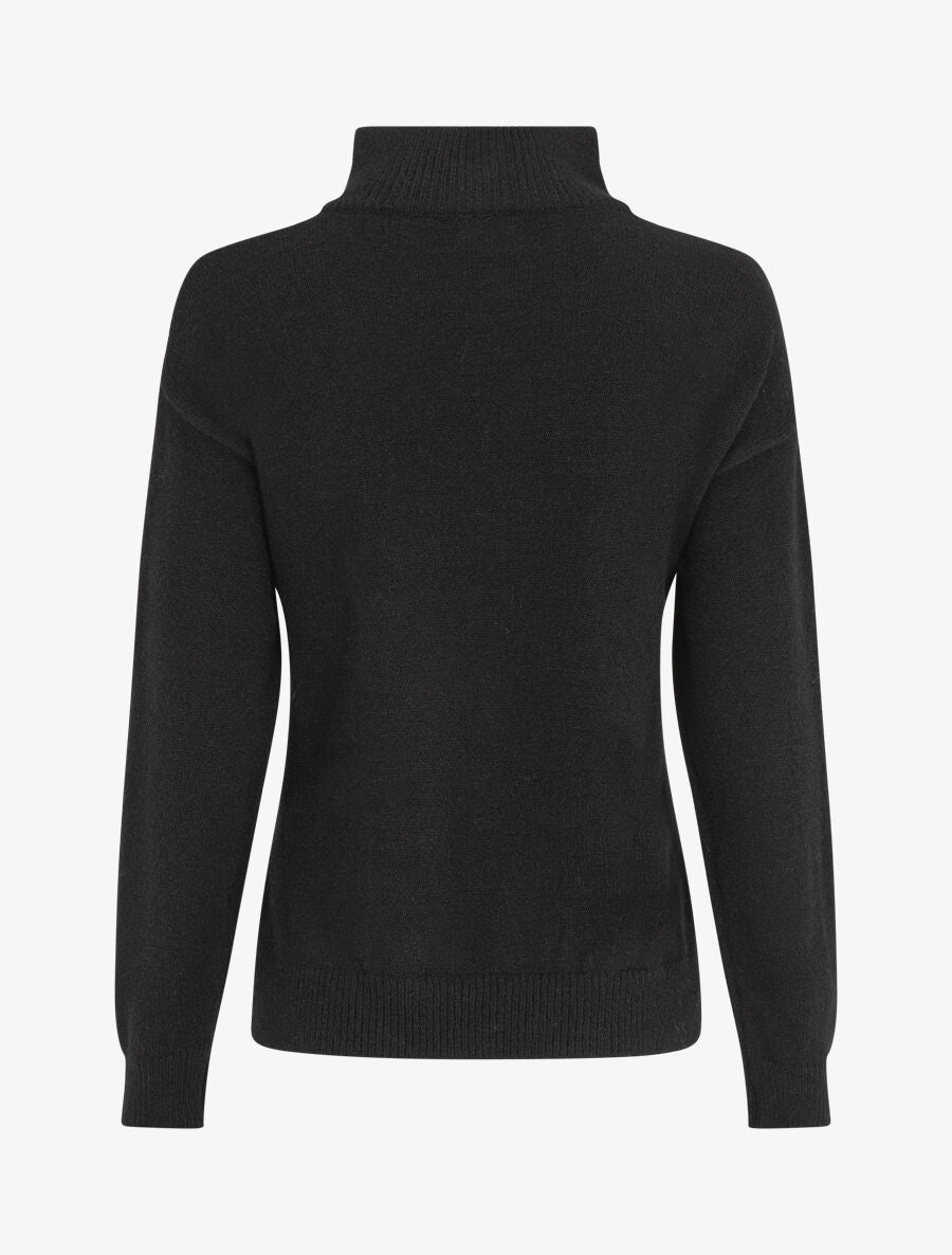 Pull uni à col montant zippé - Noir - 2