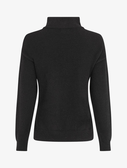 Pull uni à col montant zippé - Noir - 2