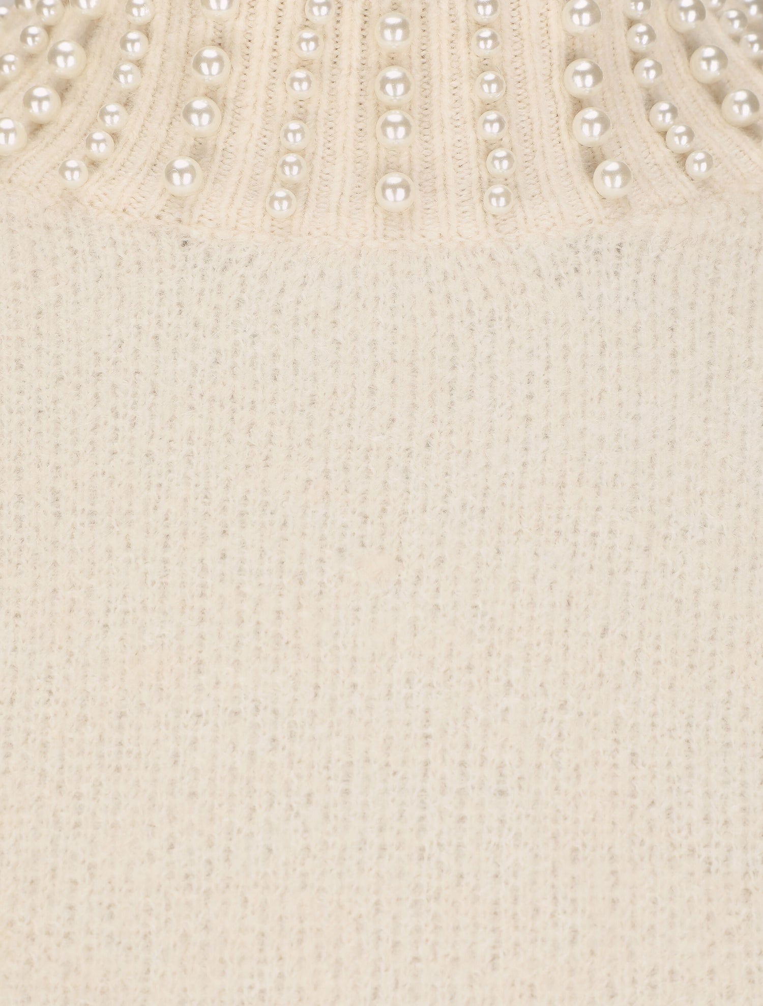 Pull col à perles - Beige - 3