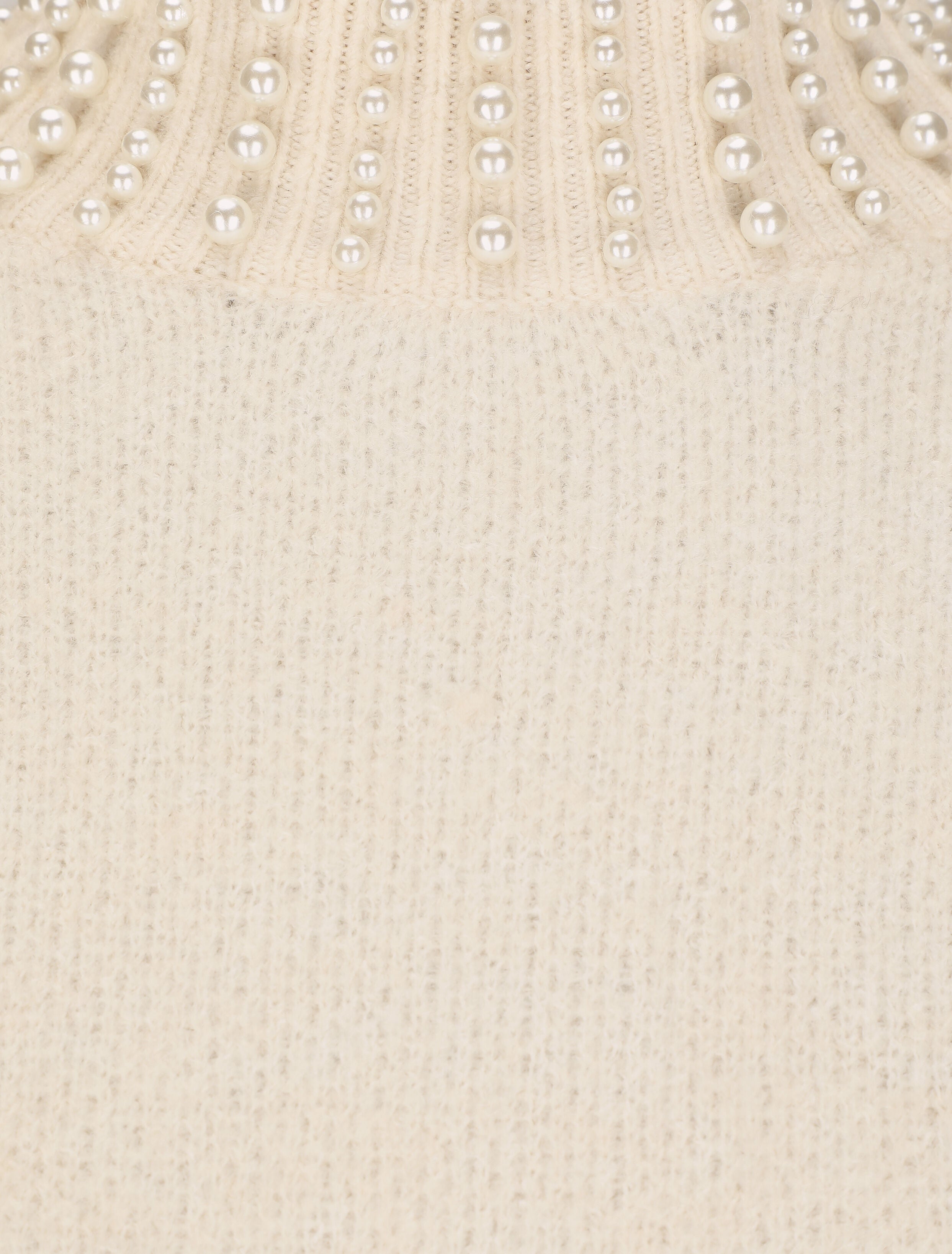 Pull col à perles - Beige - 3