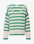 Pull ample rayé à col V - Vert - 5