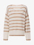 Pull ample rayé à col V - Camel - 5