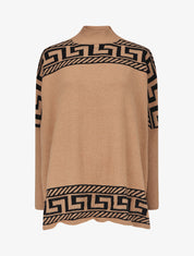 Pull oversize à motif grecque - Camel - 4
