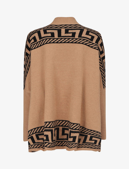 Pull oversize à motif grecque - Camel - 2