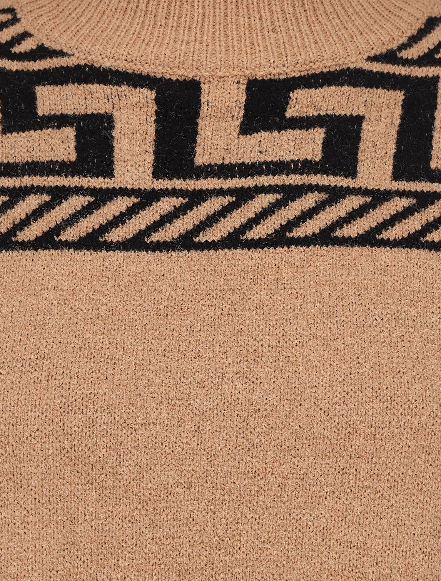 Pull oversize à motif grecque - Camel - 3