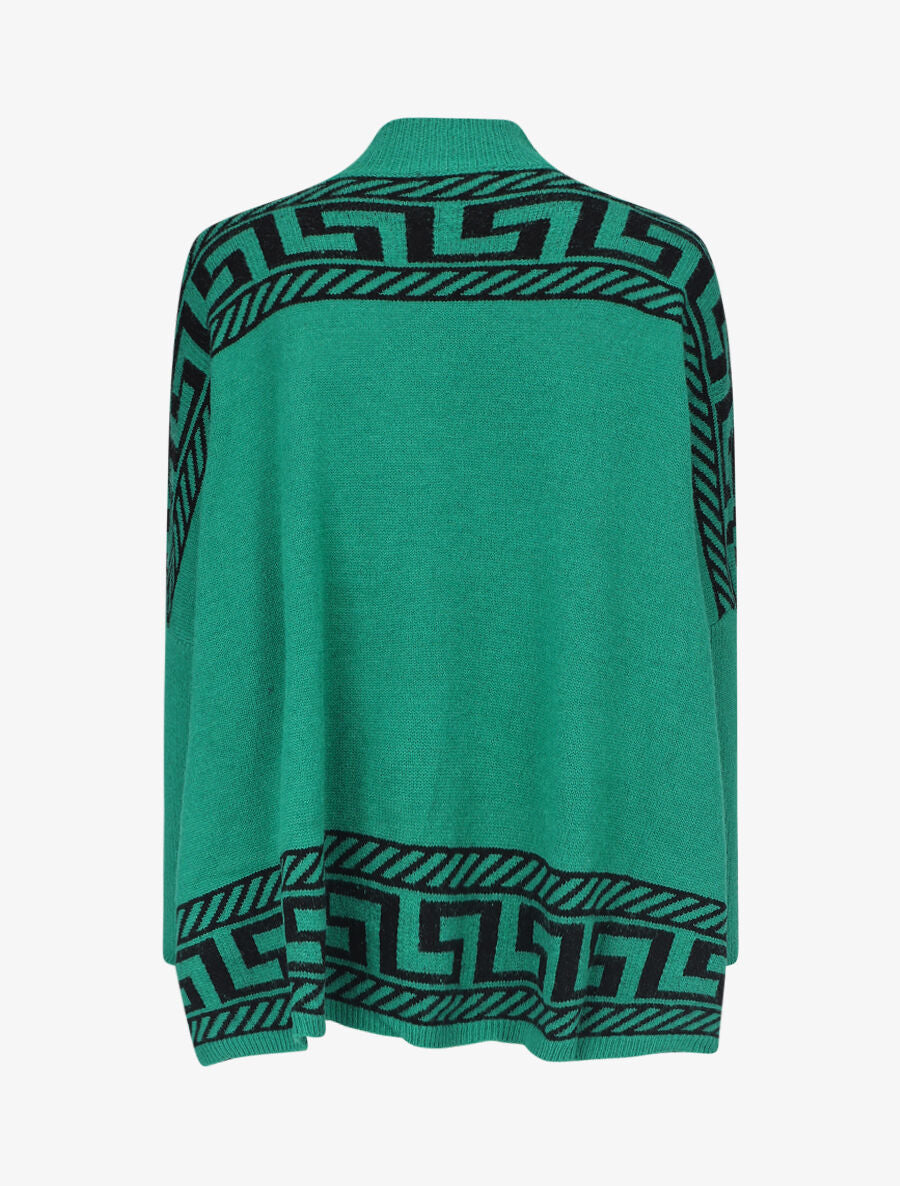 Pull oversize à motif grecque - Vert - 3