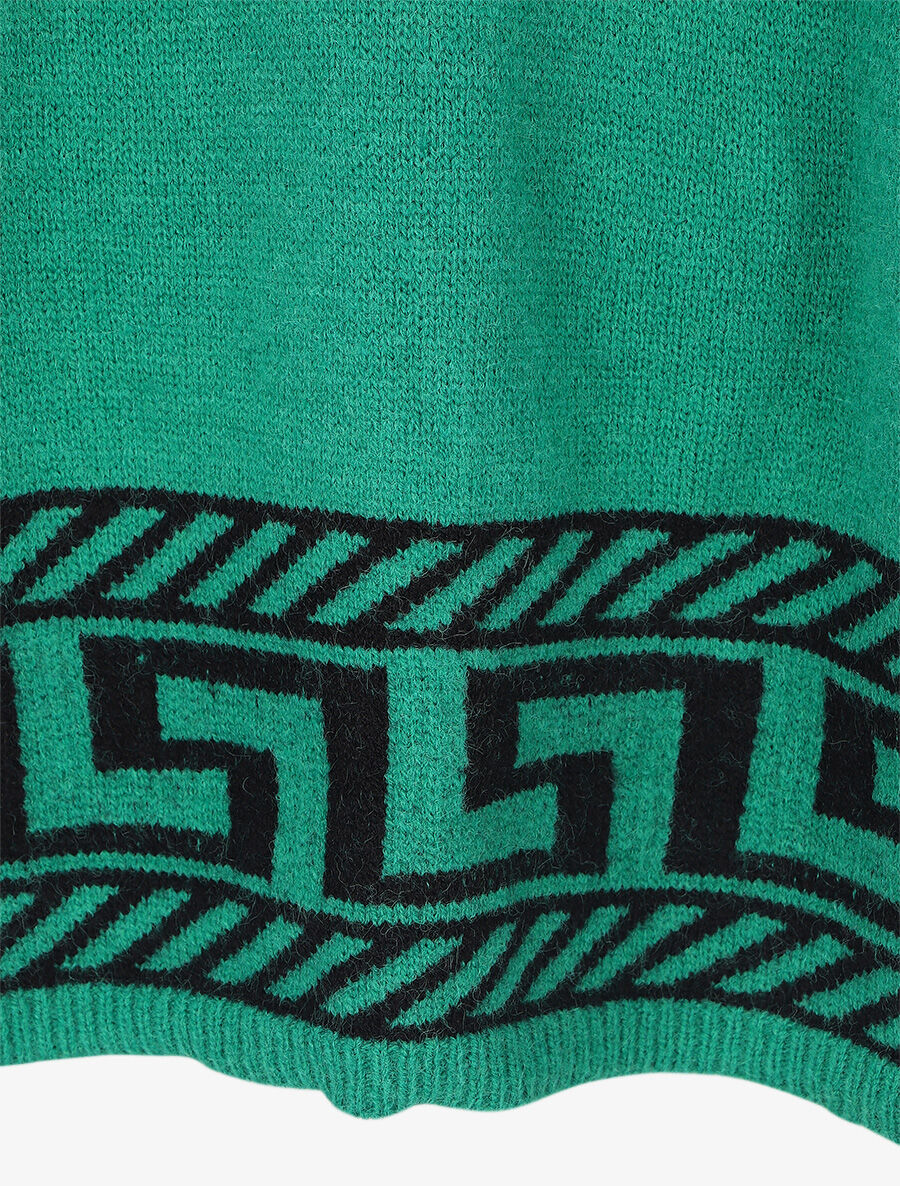 Pull oversize à motif grecque - Vert - 4