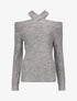 Pull uni à épaule ajourée - Gris - 1