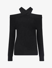 Pull uni à épaule ajourée - Noir - 4