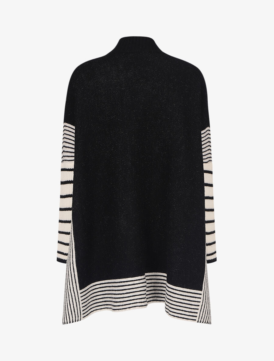 Pull carré oversize à bords rayés - Noir - 3