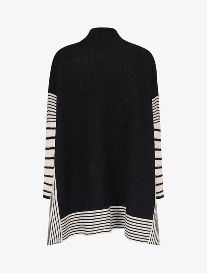 Pull carré oversize à bords rayés - Noir - 3