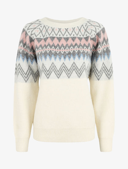 Pull col rond à motif jacquard - Blanc - 5