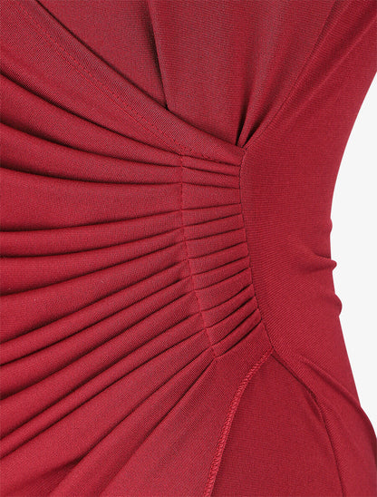 Robe unie drapée style portefeuille - Bordeaux - 3