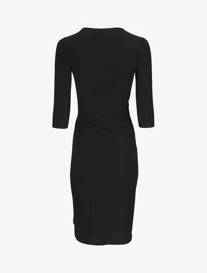 Robe unie drapée style portefeuille - Noir - 2
