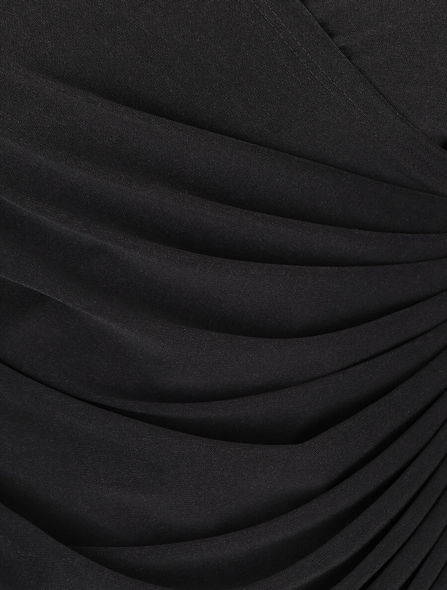 Robe unie drapée style portefeuille - Noir - 3