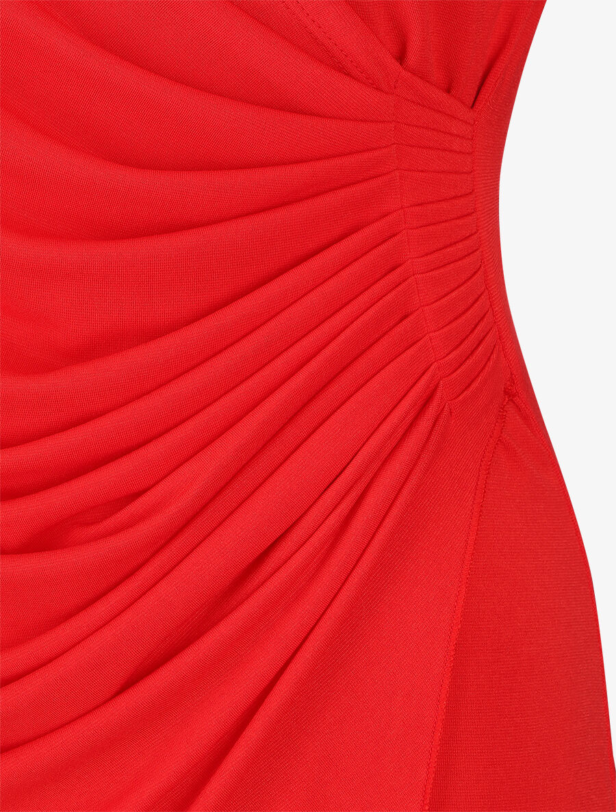 Robe unie drapée style portefeuille - Rouge - 3