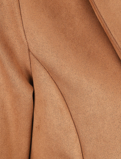 Blazer ajustée en suédine - Camel - 3