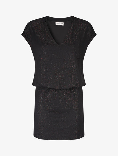 Robe courte sans manches à paillettes - Noir - 1