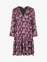 Robe empire oversize imprimé graphique - Violet - 1