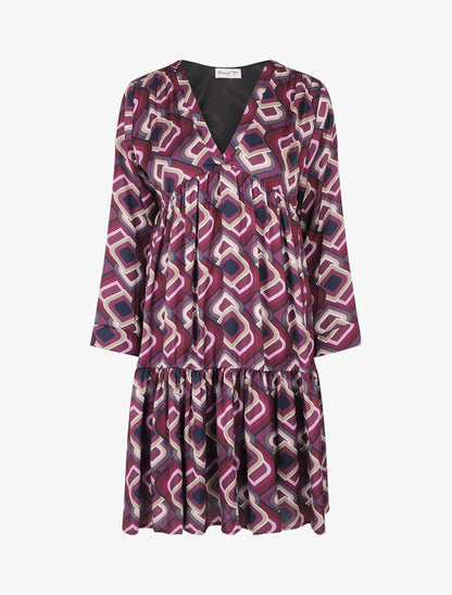 Robe empire oversize imprimé graphique - Violet - 1
