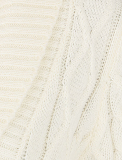 Robe pull courte à col châle - Blanc - 3
