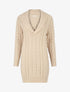 Robe pull courte à col châle - Beige - 1