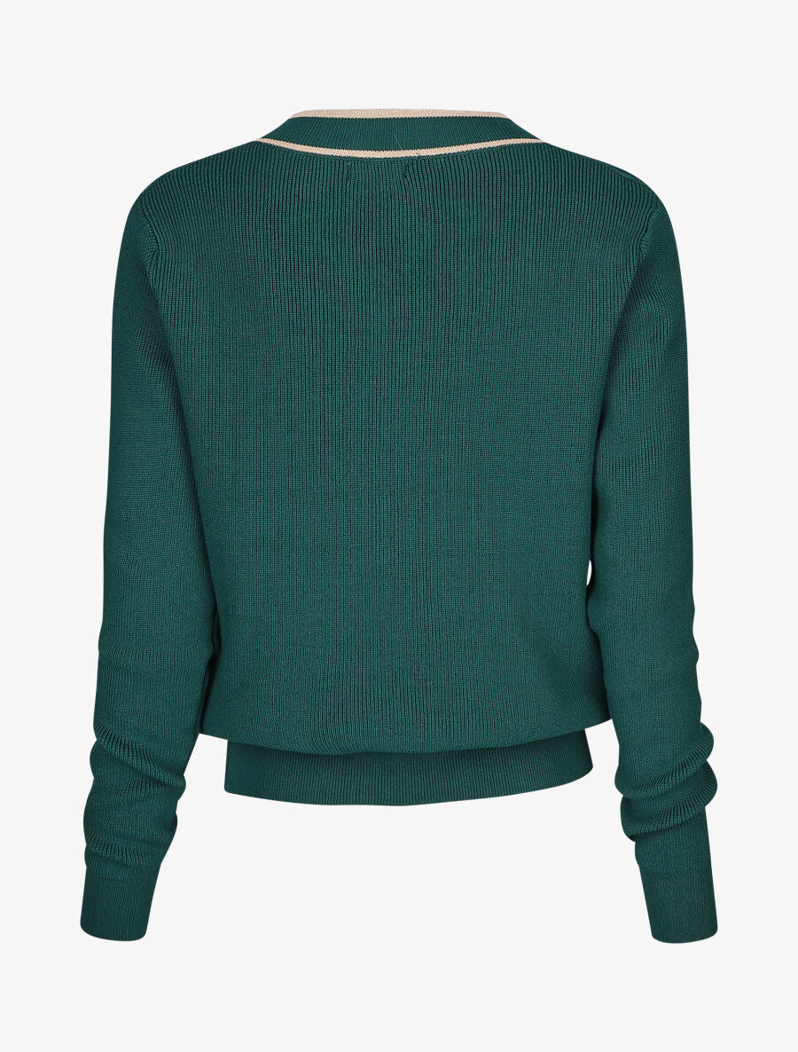Pull à col V irisé - Vert sapin - 2