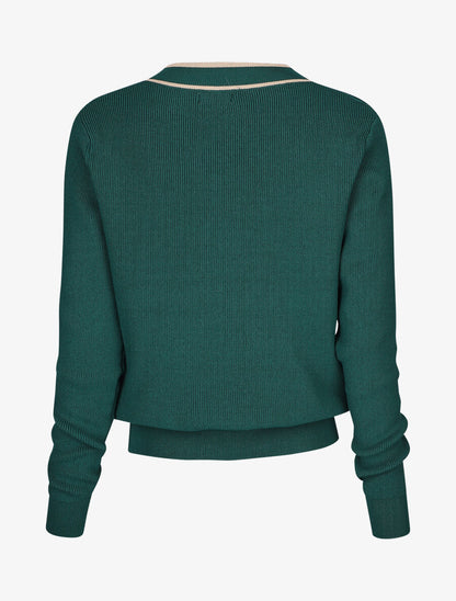 Pull à col V irisé - Vert sapin - 2