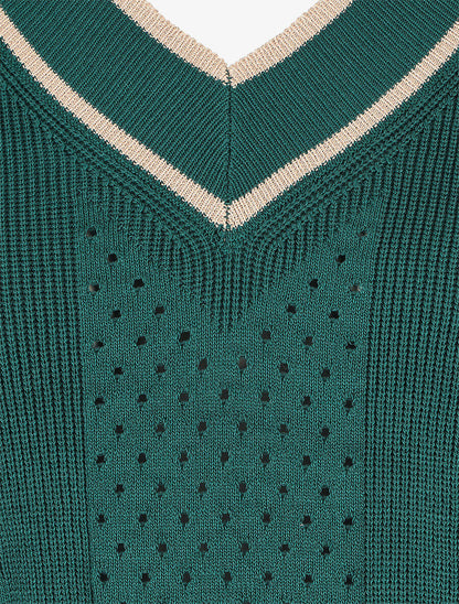 Pull à col V irisé - Vert sapin - 3