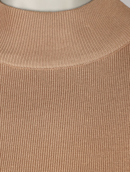 Robe pull à col montant et motifs grec - Beige - 3