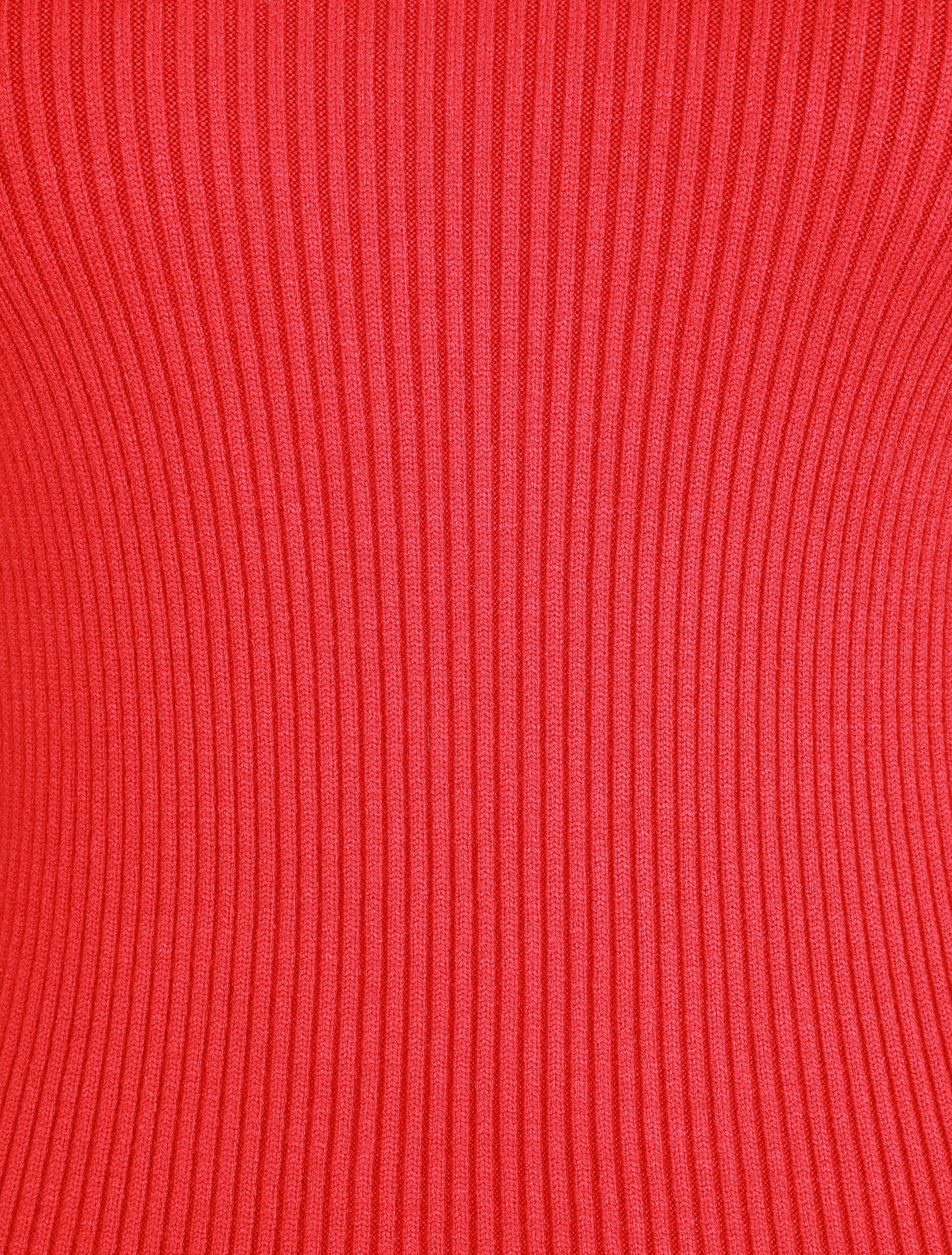 Pull ajusté côtelé à col montant - Rouge - 3