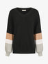 Pull oversize manches longues rayées - Noir - 5