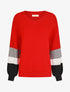 Pull oversize manches longues rayées - Rouge - 1