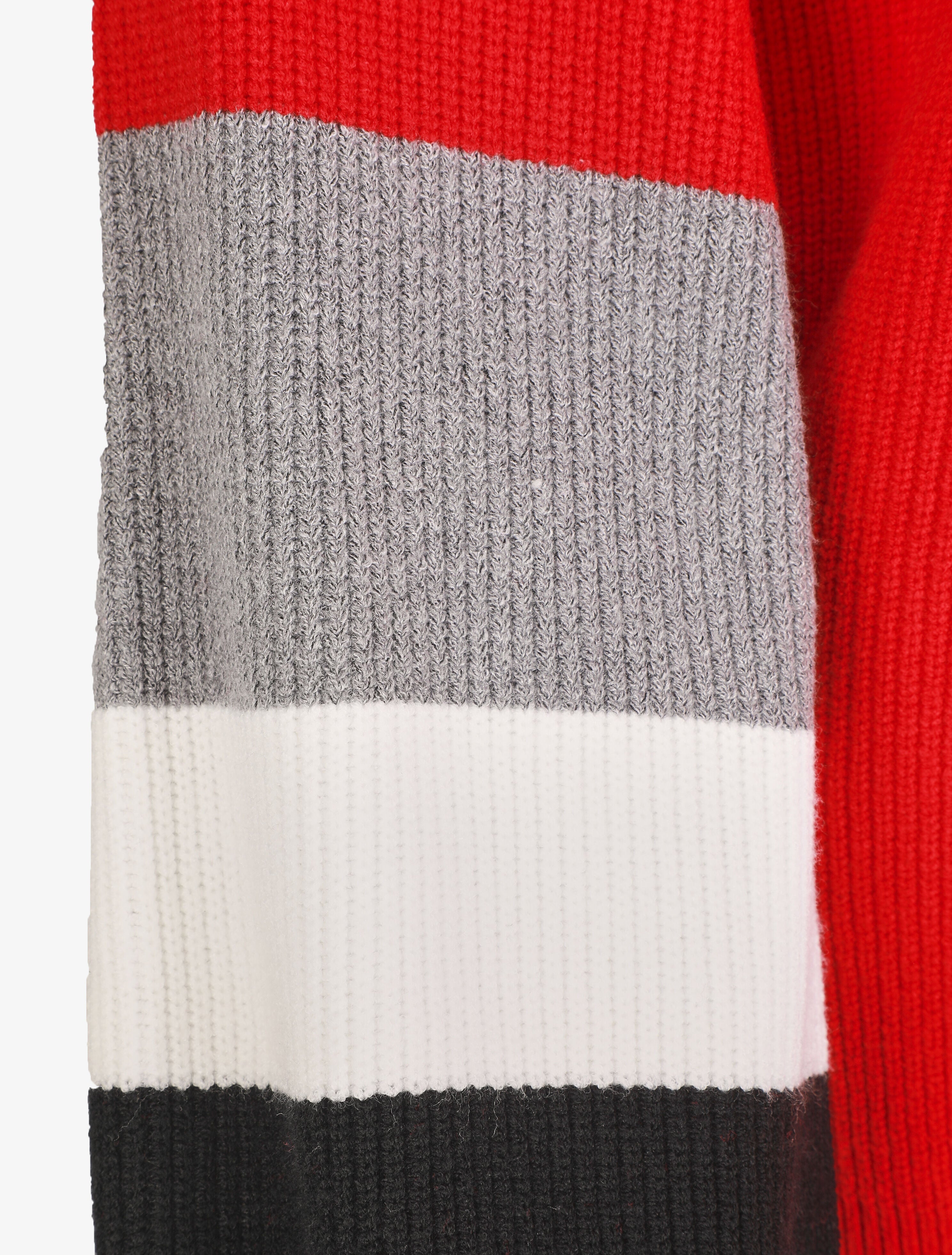 Pull oversize manches longues rayées - Rouge - 3
