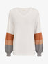 Pull oversize manches longues rayées - Blanc - 1