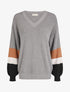 Pull oversize manches longues rayées - Gris - 1