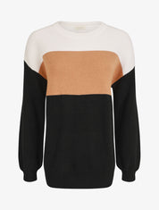 Pull oversize grandes rayures - Camel/noir - 5
