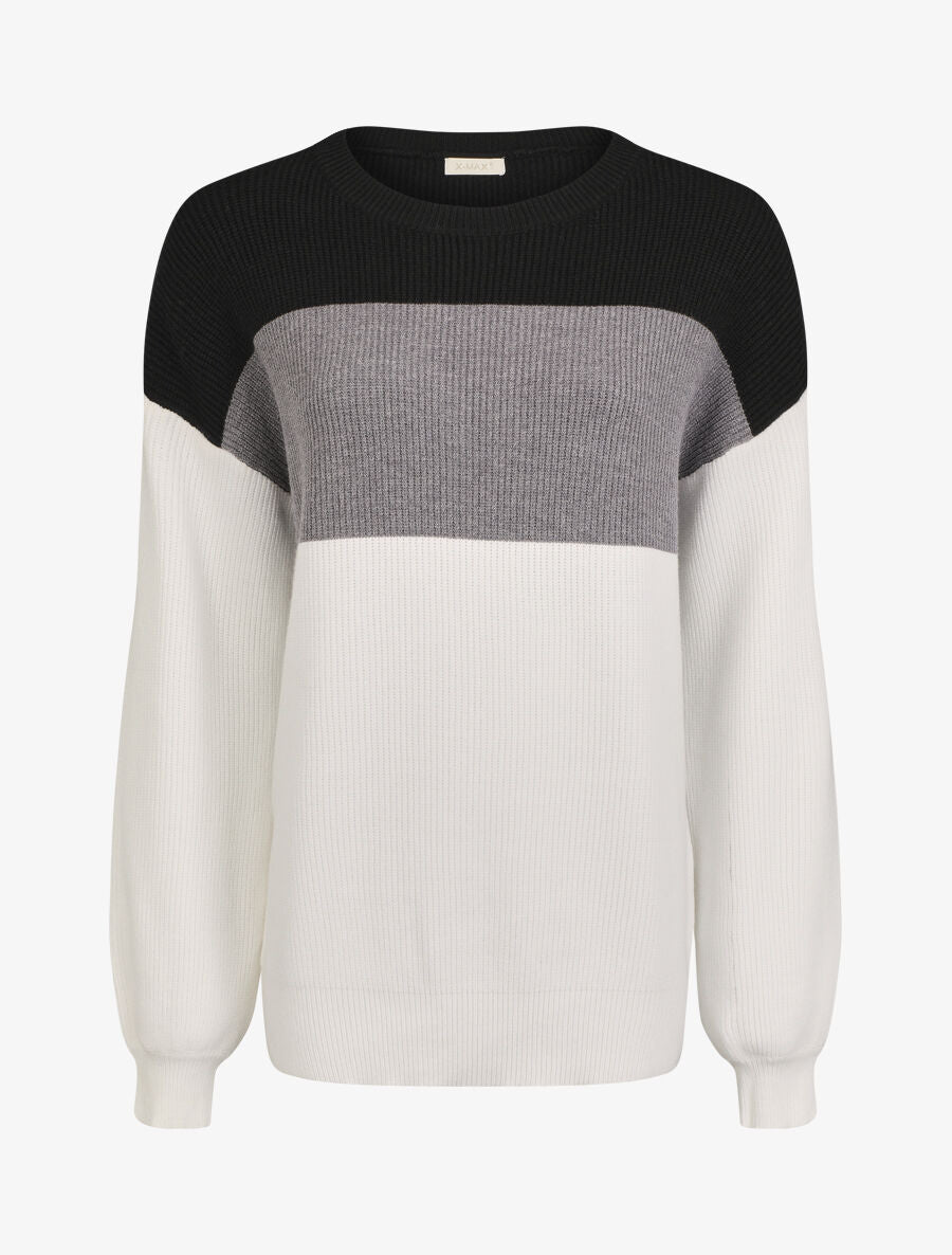Pull oversize grandes rayures - Noir/blanc - 5