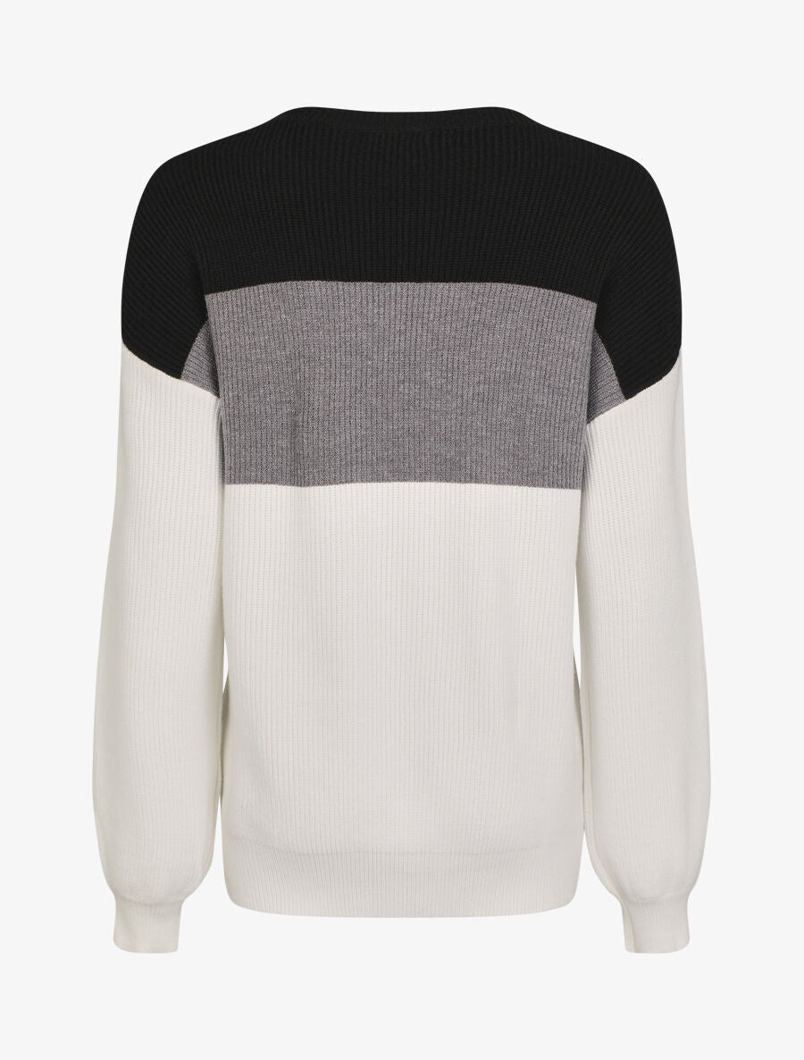 Pull oversize grandes rayures - Noir/blanc - 2