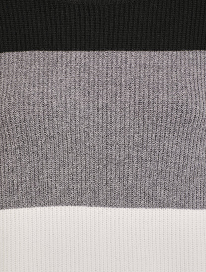 Pull oversize grandes rayures - Noir/blanc - 3