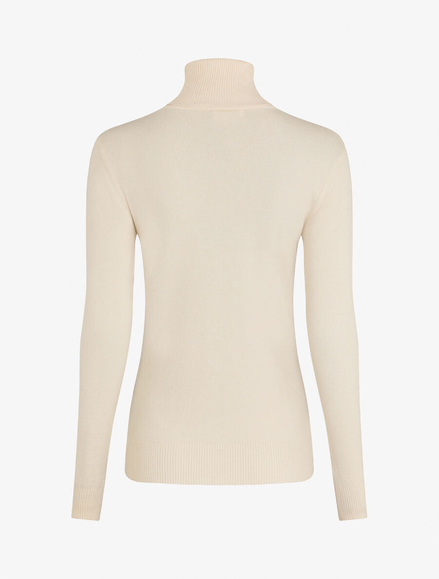 Pull fin en laine mélangée à col roulé - Beige - 2