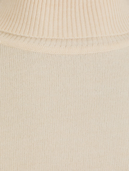 Pull fin en laine mélangée à col roulé - Beige - 3