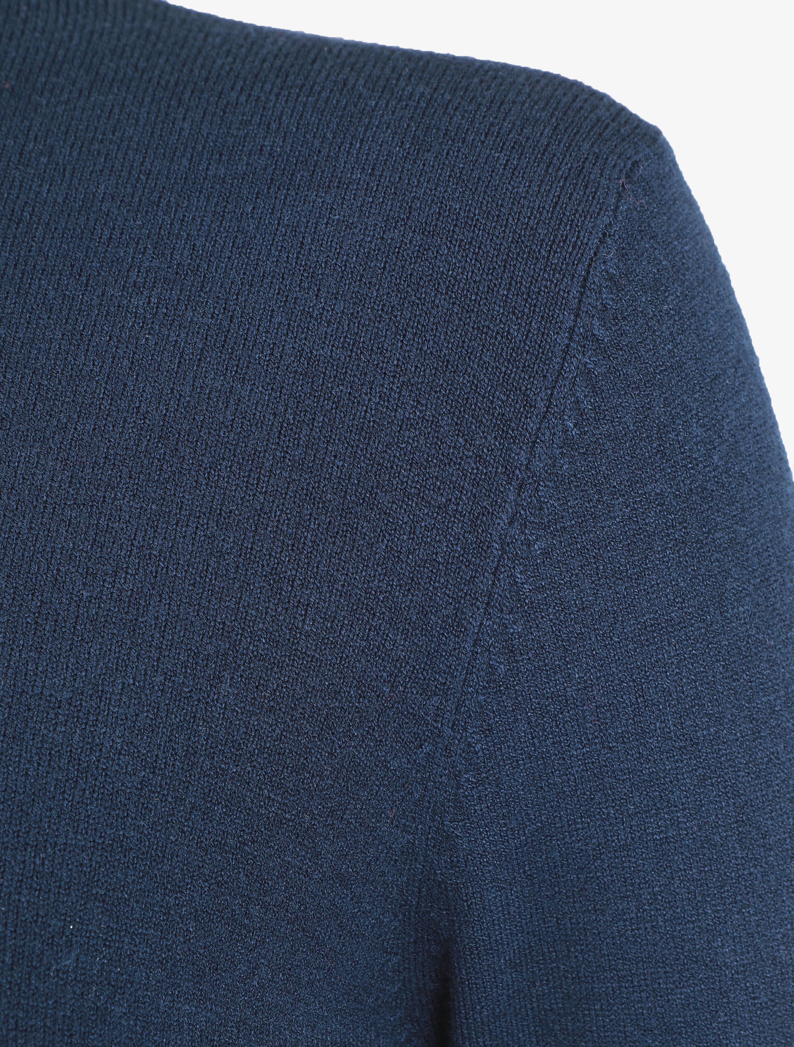 Pull fin en laine mélangée à col roulé - Marine - 3