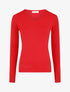 Pull fin en laine mélangée à col V - Rouge - 1