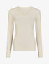 Pull fin en cachemire mélangée à col V - Beige - 1